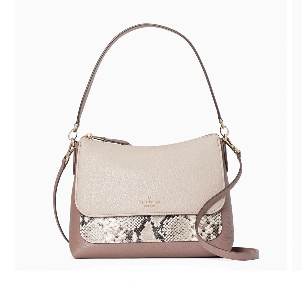 New Kate Spade Mixed Material Flap Shoulder Bag